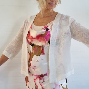 Florlet råhvid cardigan