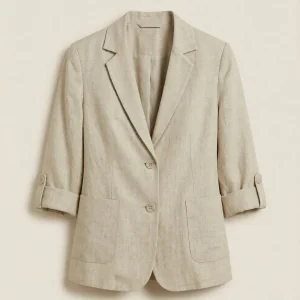 Tilde Beige Hørblazer Dame – Tailored med Knapfront og Lommer
