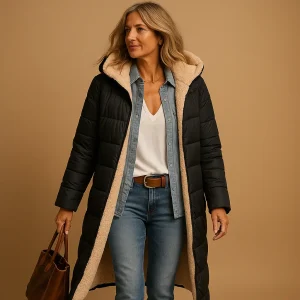 Anna | Vinterjakke Dame – Lang Quiltet, Let Isolering & Varm Komfort