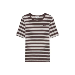 Ganni Soft Cotton Rib Short Sleeve Tee